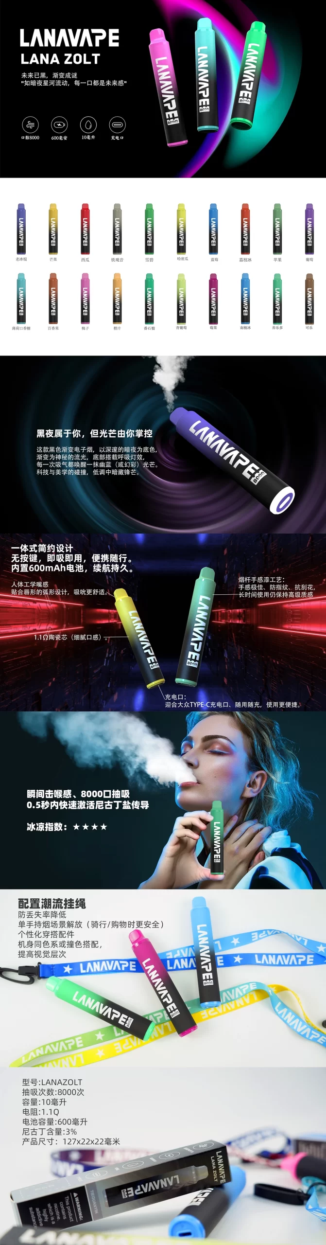 LANA 8000口拋棄式電子煙/ZOLT系列8000口台灣現貨-1 LANA 8000口拋棄式電子煙/ZOLT系列8000口台灣現貨-1